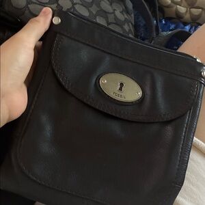 Fossil Dark Brown Leather Crossbody Bag